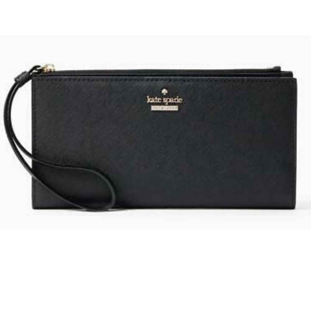Kate Spade Cameron Street Eliza Black Cow Leather Wristlet Pouch Wallet